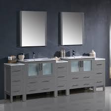 Rated 4.5 out of 5 stars. Fvn62 96gr Uns Torino 96 Inch Gray Modern Double Sink Bathroom Vanity W 3 Side Cabinets And Integrated Sinks