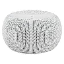 Curver Cloudy Grey Knit Pouf The Container Store White Leather Dining Chairs Arm Chairs Living Room Side Chairs Living Room