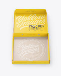 Opened Matte Pizza Box Mockup In Box Mockups On Yellow Images Object Mockups