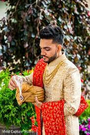 Indian Groom Ready In His Cream And Gold Sherwani Http Www Maharaniweddings Com Gallery Photo 95971 Groom Dress Men Groom Photoshoot Indian Groom Dress