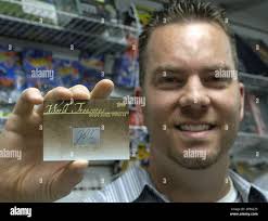 Jeff Hoekstra holds his Pope John Paul II Topps Card, Thursday, May 5, 2005  in Modesto, Calif. The one-of-a-kind card featuring the pontiff's autograph  was released earlier this year by Topps, the
