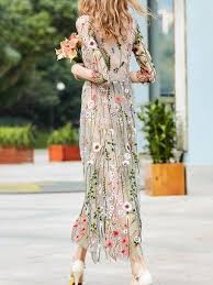 Apricot Maxi Dress Daytime 3 4 Sleeve Embroidered Dress Embroidered Maxi Dress Embroidery Dress Maxi Dress Evening