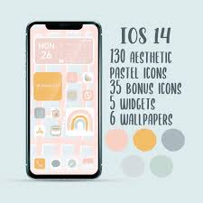 Ios 14 Icons Iphone App Icons Pastel Aesthetic Theme App Etsy In 2020 Iphone Apps Themes App Iphone Icon
