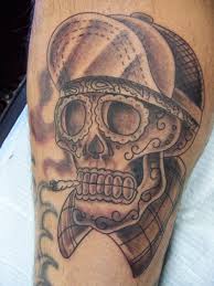 Black and grey gangster skull tattoo on hand. Gangster Skulls Tattoos Novocom Top
