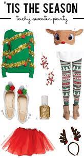 One Tacky Christmas Sweater Two Rudolf Mask Three Candy Cane Earrings Four C Christmas Sweaters Tacky Christmas Sweater Tacky Sweater