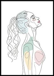 Color Splash Girl Poster In The Group Posters Prints Illustrations At Desenio Ab 10845 Line Art Drawings Art Drawings Abstract Line Art