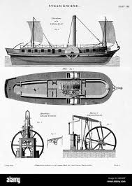 Steam ship 19th century Black and White ...