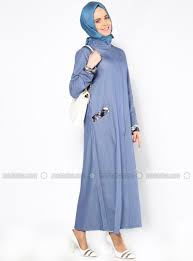 Cepli Tensel Pardesu Mavi Trio Abaya Pattern Fashion Abaya
