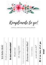 Komplimente To Go Freebies Zum Downloaden Mrs Bridal Komplimente Polterabend Karte Hochzeit