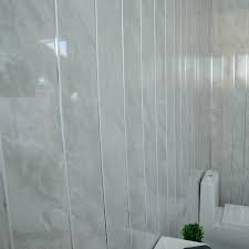 Grey Marble Bathroom Wall Panels With Chrome Silver Strips Cladding Panels Used I Bathroom Wall Coverings Waterproof Bathroom Wall Panels Bathroom Wall Panels