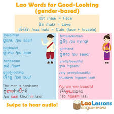 Oct 25, 2019 · we have several words to describe love in english yet still, there are some shades within the spectrum of that emotion we haven't been able to capture in our own language. Let S Learn Lao Words That Describe Someone Who Is Pretty Or Handsome àº® àº Hak Love à»œ àº² Naa Face à»œ àº²àº® àº Naa Hak Kosakata Bahasa Aksara Thai