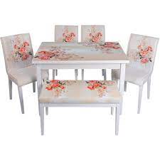 Sandalye yüzeylerinde suni deri kullanılarak masa. Gulpembe Yandan Acilir Ahsap Ayakli Cam Masa Sandalye Takimi Puflu Kristal Masa Sandalye