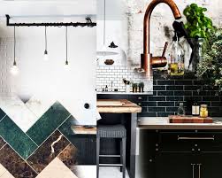Black And Copper Kitchen Kitchen Green Black Copper Lights Interior Design Kitchen Home Decor