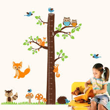 Us 6 04 10 Off Large Owl Squirrel Bird Cartoon Height Measure Wall Stickers Animal Tree For Kids Rooms Growth Chart Children Baby Nursery Rooms In