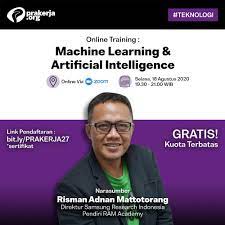 Program ini sekaligus bertujuan meningkatkan keterampilan dan kapabilitas siswa smk … Prakerja Org On Twitter Livetraining Machine Learning Amp Artificial Intelligence Selasa 18 08 2020 19 30 21 00 Wib Narasumber Risman Adnan Mattotorang Direktur Samsung Research Indonesia Pendiri Ram Academy Daftar Di Https T Co