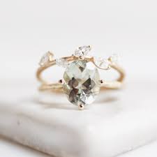 2 5 Carat North South East West Solitaire With Green Amethyst Green Amethyst Ring Sterling Silver Rings Set Green Amethyst