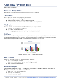Executive Summary Template For Word
