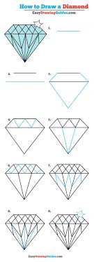 Learn How To Draw A Diamond Easy Step By Step Drawing Tutorial For Kids And Beginners Di Drawing Tutorial Easy Drawing Tutorials For Beginners Easy Drawings
