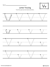 Tracing numbers will help your kids learn how to write numbers. Letter V Tracing Printable Worksheet Myteachingstation Com