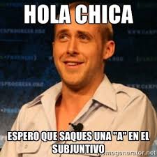 Hola Chica Espero Que Saques Una A En El Subjun Teaching Memes Teaching Spanish Subjunctive Spanish