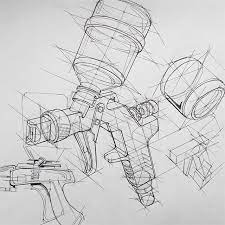 Product Technical And Perspective Object Paint Sprayer Behance Irfanciftci Sketching Pro Industrial Design Sketch Technical Illustration Sketch Design