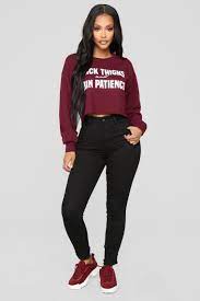 Slim Thick Sweatshirt Burgundy Fashion Nova Outfits Cool Outfits Fashion
