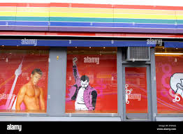 brunos homosexual shop store berlin sex sexuality open liberal attitude  deutschland deutsche facade window gay editorial travel Stock Photo - Alamy