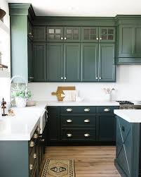 These Hunter Green Cabinets Are To Die For Gray And White Cabinets Are Definitely St Kitchen Cabinet Inspiration Dark Green Kitchen Green Kitchen Cabinets
