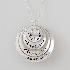 Vintage miniature music box pendant necklace and photo locket personalized. Personalized Necklaces Layered Love Stackable Round Discs 4 Names For Her