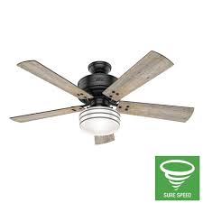 Hunter 52 rustic brushed nickel led mason jar glass light remote ceiling fan. Hunter Fans 55077 52 Cedar Key Outdoor Ceiling Fan With Light Kit 52 Inches Wide By 19 2 Inches High