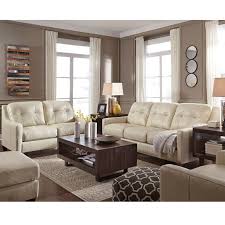 Ashley O Kean Cream Leather Sofa Furniture And Mattress Outlet Leather Living Room Furniture Living Room Leather Furniture