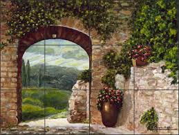 Tile murals for walls, floors, pools, countertops. Tuscan Arch By Angelica Di Chiara Ceramic Tile Mural Adch009 Artwork On Tile Fine Art Tile Murals And Accents