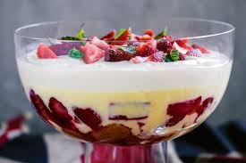 Strawberry Rhubarb And Custard Trifle Recipe Rhubarb And Custard Best Trifle Recipe Trifle Recipe