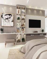 Arq Mariana Correa On Instagram Suite Master Nesse Projeto Os Tons Neutros Na Marcenaria Bedroom Tv Wall Modern Living Room Interior Luxury Bedroom Design