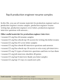 Top 8 Production Engineer Resume Samples