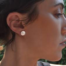 Pounded Silver Round Earrings