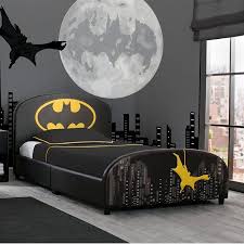 Dc Comics Batman Upholstered Twin Bed With Mattress Bundle Batman Room Batman Kids Rooms Batman Bedroom Decor