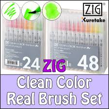 Zig Clean Color Real Brush Pen Set Of 6 12 24 36 48 60 Sketching Illustrating Blending Designing Calligraphy Cartooning Water Color Effects Good