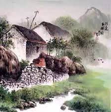 在青山绿水之间 我想牵着你的手 走过这座桥 桥上是绿叶红花 桥下是流水人家 桥的那头是青丝 桥的这头是白发 沈从文 chinese art chinese landscape asian landscape