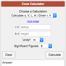 Next, add the values together: Cone Calculator