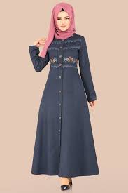 Modaselvim Pardesu Cicek Nakisli Pardesu Ferace 8840w153 Indigo Fashion Drawing Dresses Sleeves Designs For Dresses Abayas Fashion