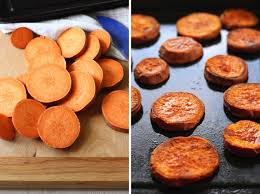 Addictive Roasted Sweet Potato Rounds Recipe Roasted Sweet Potato Slices Roasted Sweet Potatoes Sweet Potato Oven