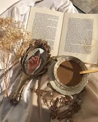 hand mirror and coffee beige aesthetic gold aesthetic aesthetic vintage