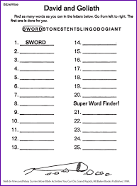 David And Goliath Find Words Puzzle Kids Korner Biblewise In 2020 Bible Activities For Kids Sunday School Crafts For Kids Jesus Heals