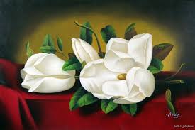 White Magnolia Flowers Buds Floral Large Oil Painting Risunki Cvetov Magnoliya Cvety