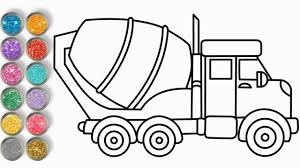 Download and print these cement truck coloring pages for free. How To Draw Construction Truck For Kids Glitter Concrete Mixer Truck Coloring Pages Youtube