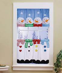 3 Pc Snowman Curtain Set Christmas Table Cloth Christmas Kitchen Curtains Christmas Sewing