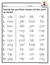 Free Kindergarten Cvc Rhyming Words Worksheet In 2020 Rhyming Words Worksheets Rhyming Words Cvc Words