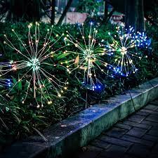 Requires one aaa battery, which is included. Outdoor Solar Garden Lights 120 Led Solar Powered Decorative Stake Landscape Light Diy Flowers Fireworks Stars For Walkway Pathway Backyard Christmas Party Decor 2 Pack Mulit Color Walmart Com Walmart Com