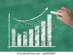 Hand Drawing Rising Curve Chart On Blackboard Illustrating Business Success Or Rising Stock Prices